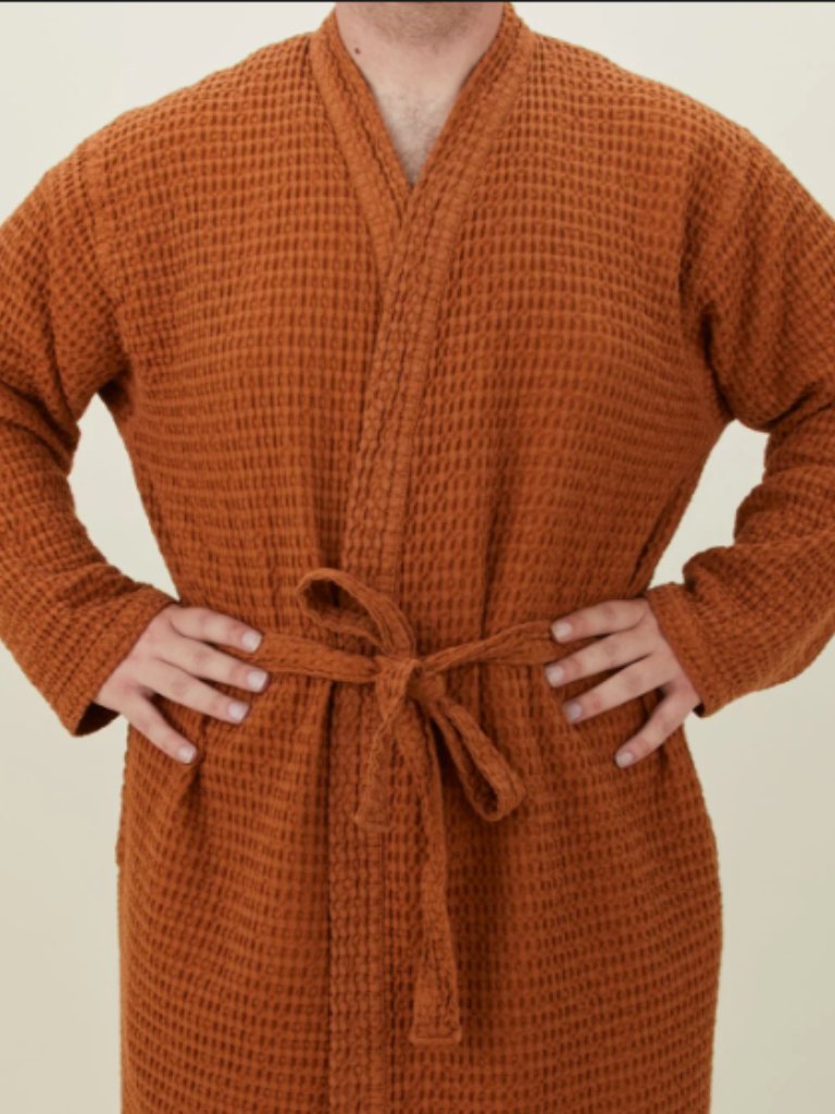 Hawkins Ny Simple Waffle Bathrobe Terracotta Small (No Tie) — image 3 of 4